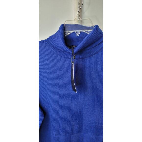 New DG2 by Diane Gilman Blue Turtle Neck Cozy Split Front Sweater size Large - Picture 3 of 8